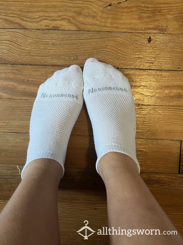 Old Well Worn Thin White Ankle Socks