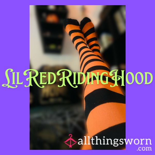 🧡Orange & Black🖤 Striped Halloween Thigh Highs