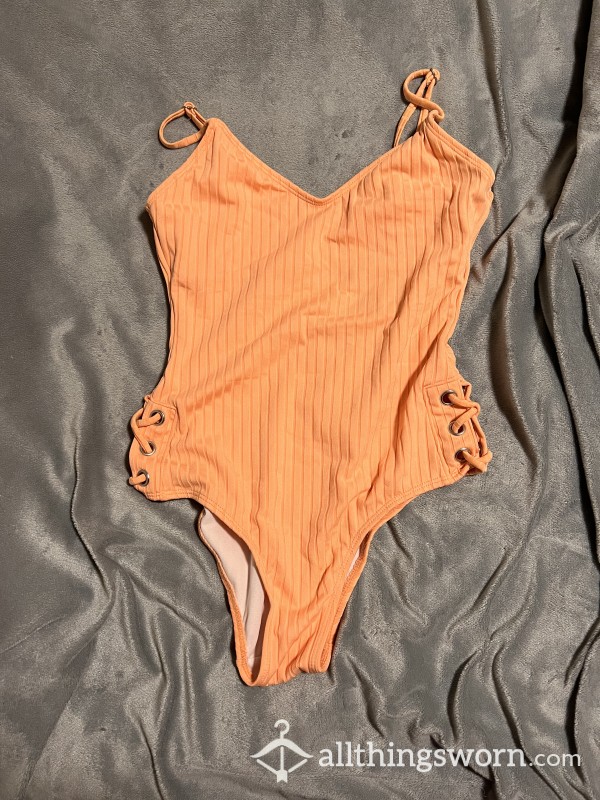 Well Worn Small Orange Cheeky One Piece Swimsuit
