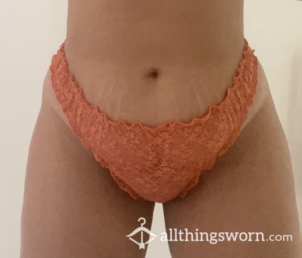 Orange Lacey Thong 24hrs Worn