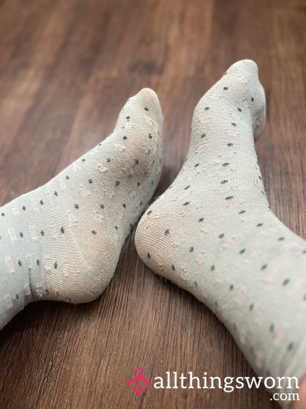 Pale Blue Dotted Socks