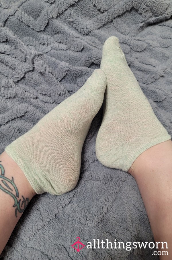 Pale Green Low Cut Ankle Socks - Free US Shipping