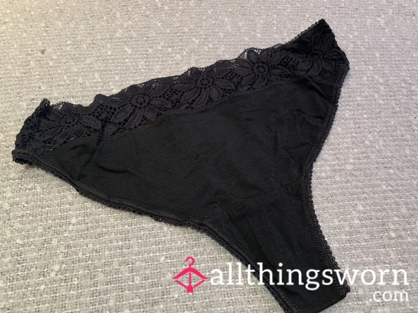 Mistress’ Black Cotton Thongs 🖤 24hr Wear 🖤