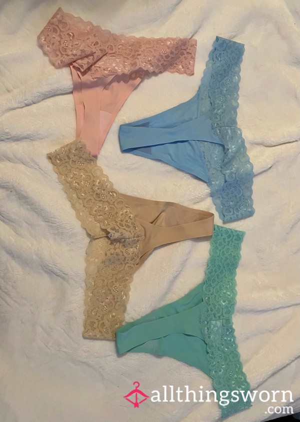 Pastel Lace Thongs - US Shipping Included - 24 Hr Wear Or Longer