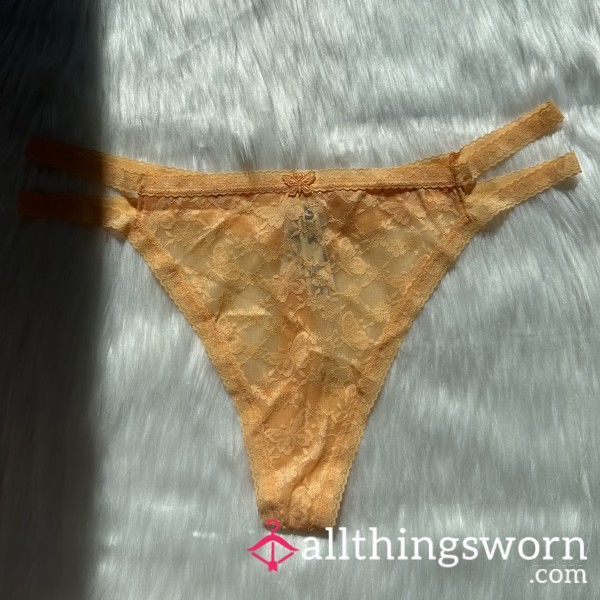 Peach Butterfly Lace Thong