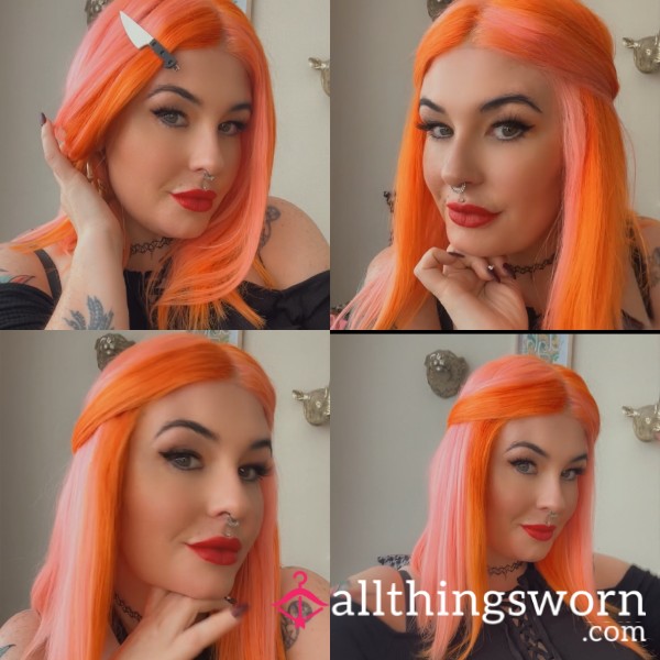 Pink And Orange Hand Dyed Human Hair Wig