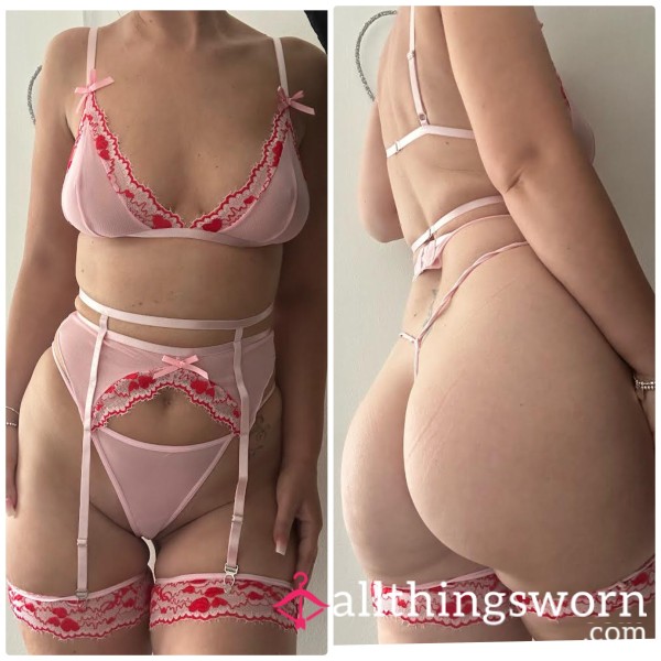 Pink And Red Lingerie Set