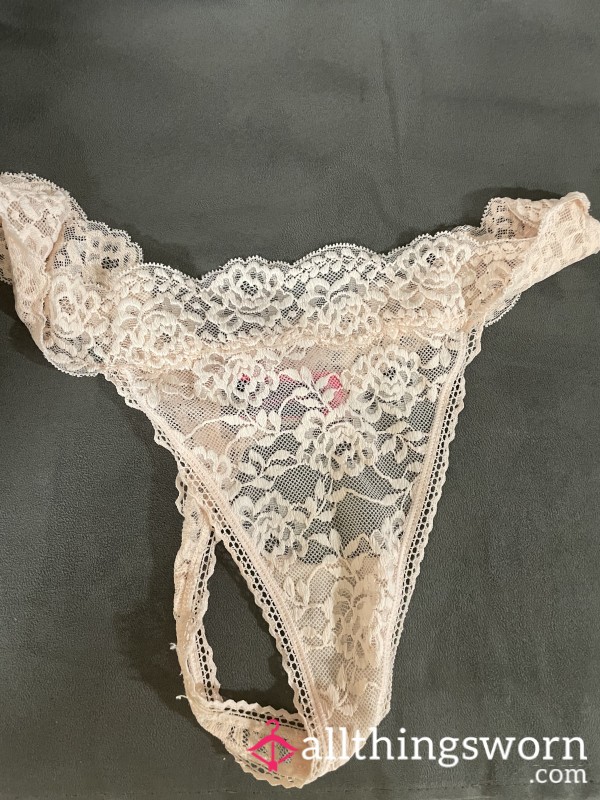 Pink Lacy LaSenza Thong - Fresh Sweat And Cum 24hr Wear