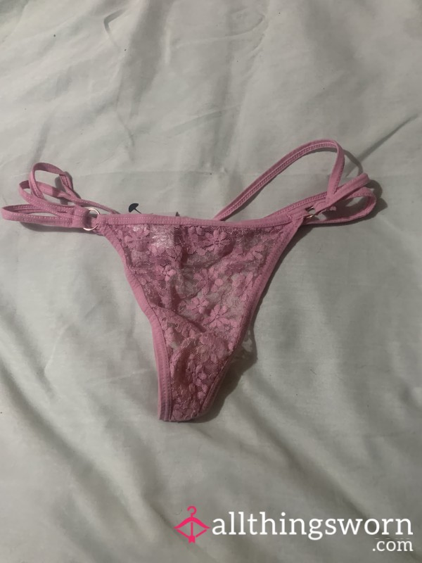 Pink Lacy Thong