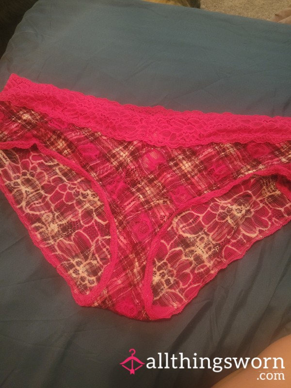 Pink Plaid Lace Panties 💗