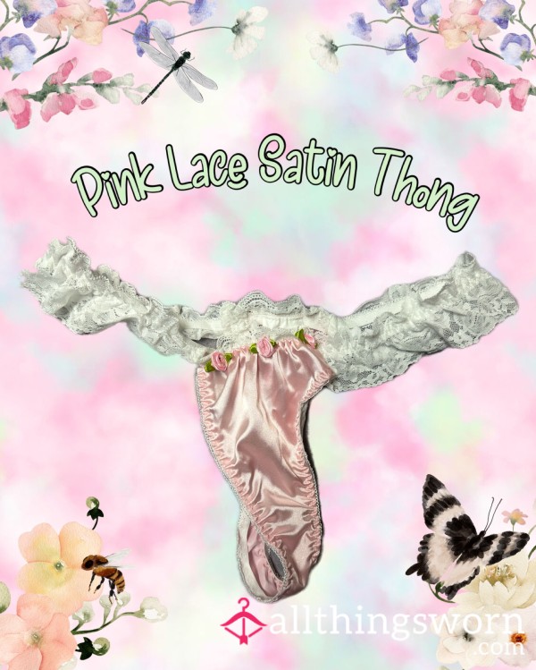 Pink Satin Thong