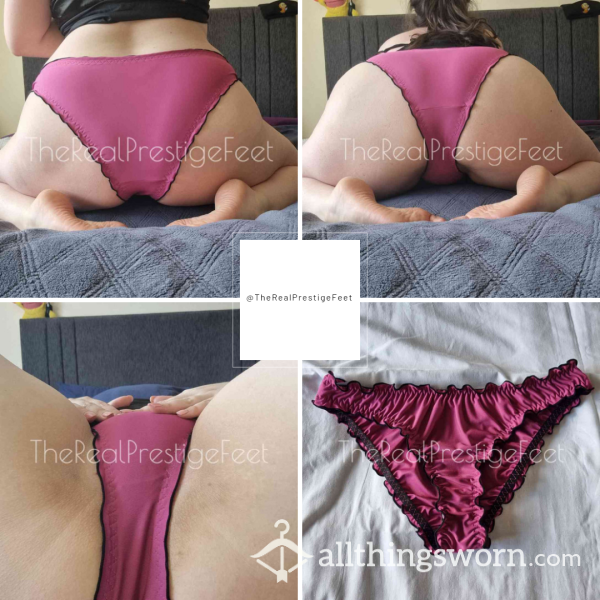 Pink Silky Polyester Knickers With Black Trim | Size 1XL | Standard Wear 48hrs | Includes Pics | See Listing Photos For More Info - From £16.00 + P&P