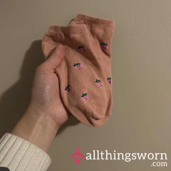 Pink Strawberry Ankle Socks