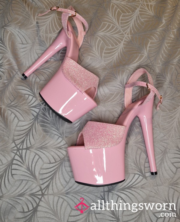 Pink Stripper Heels