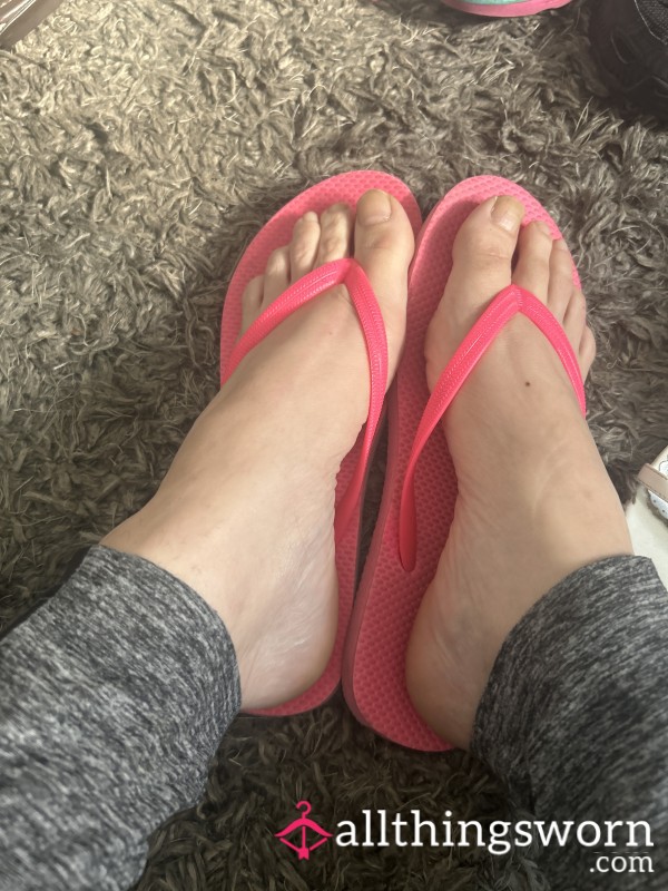 Pink Used Well Worn Flip Flops