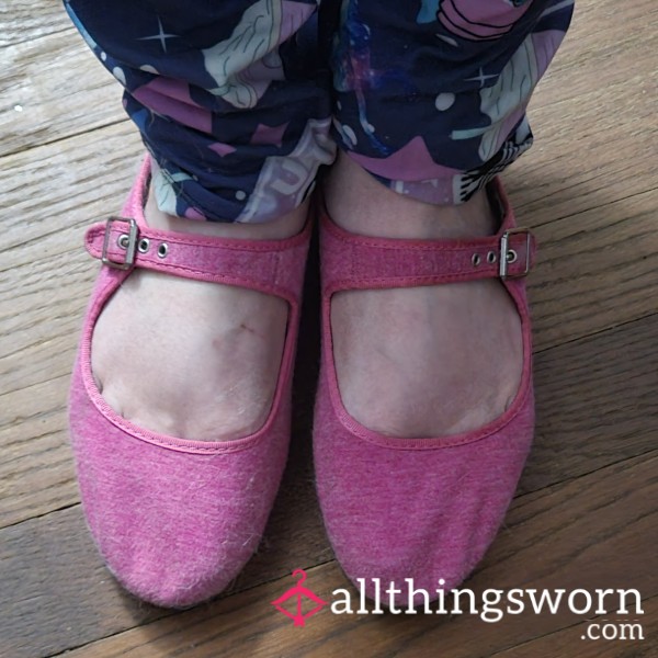 Pink Well Worn Ballet Flats / Mary Jane Shoes