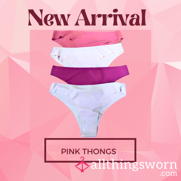 Pink & White Seamless Thongs, 48 Hour  🩷