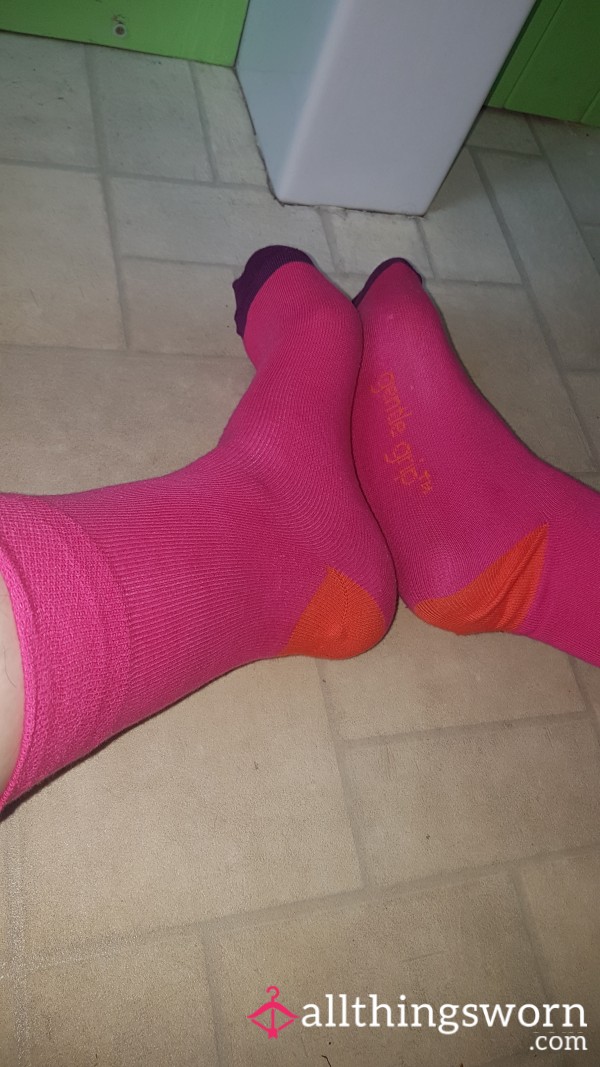 Pink,orange And Purple Crew Socks