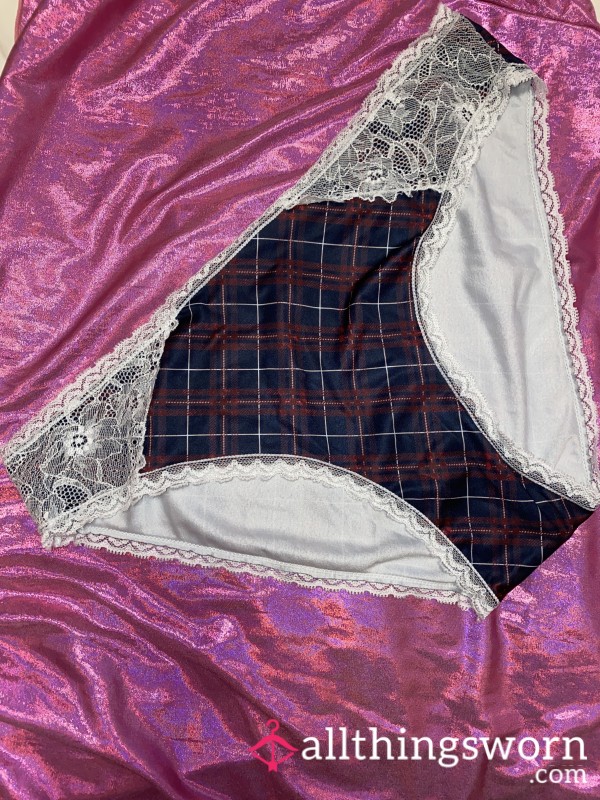 Plaid And Lace Silky Panty