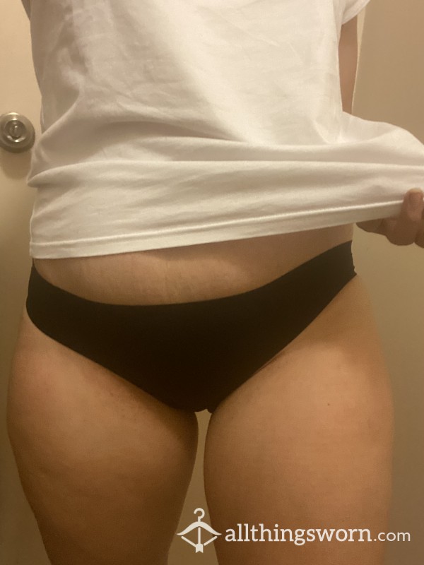 Plain Black Bikini Brief Panties - Well Worn - 2 Available