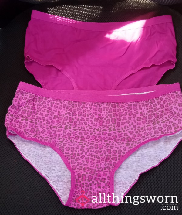 Plain Or Cheetah Patterned Maroon Cotton/nylon Panties.  Size Small.