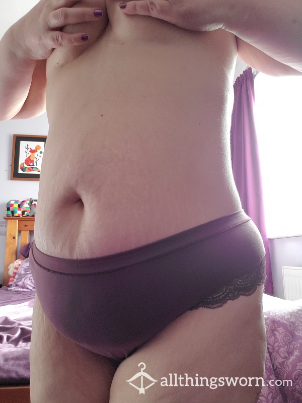 Plum Panties With Lace Edged Leg