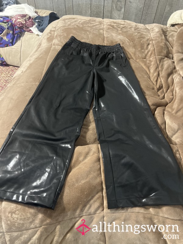 Polyester,sleek Shiny Pvc,faux Leather Pant Size L/m