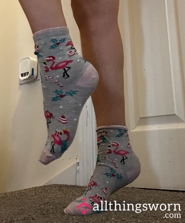 Pre Loved Xmas Flamingo Socks