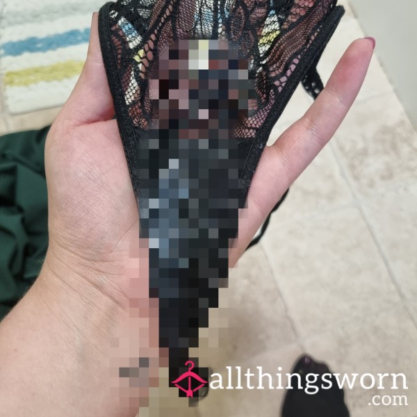 PREWORN - 48hr Black Lace G-String With Creampie | Includes Pics & Premade Video - From £22.00 + P&P