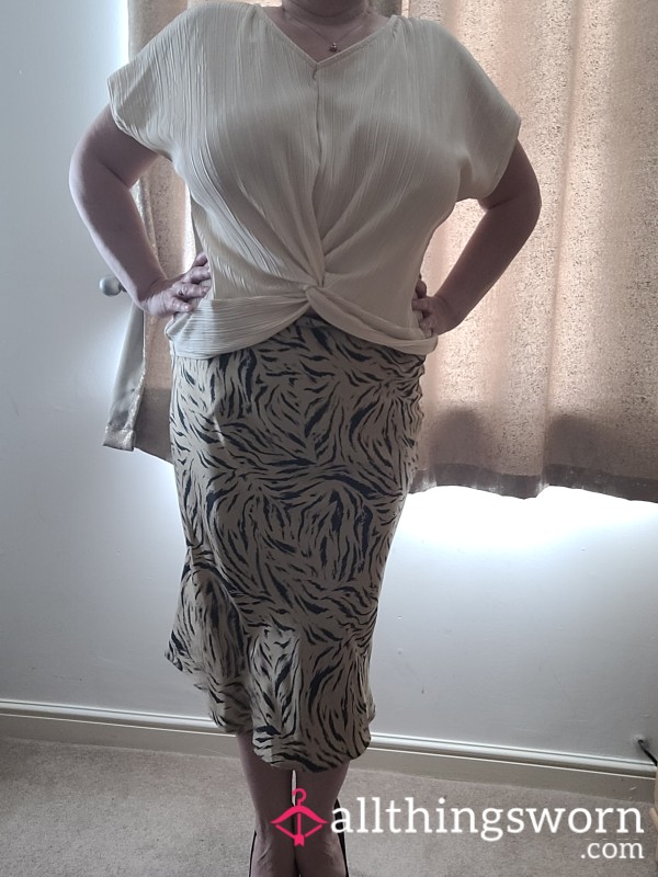 Print Skirt And Cream Top