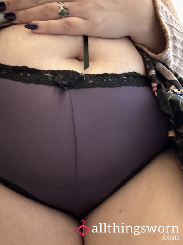 Purple Cheekies With Black Lace