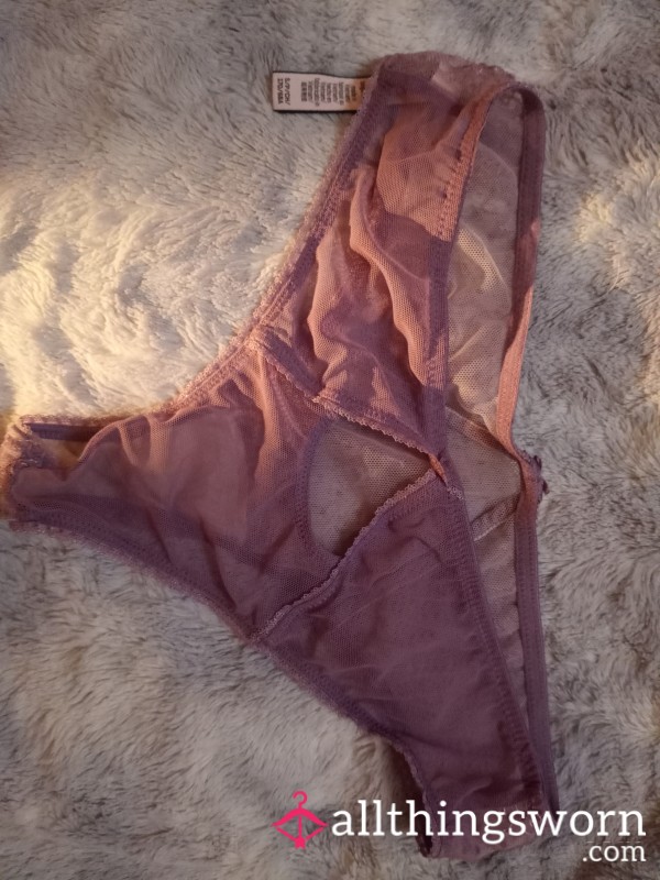 Purple Dream Angels Well Worn Thong Sheer Lace