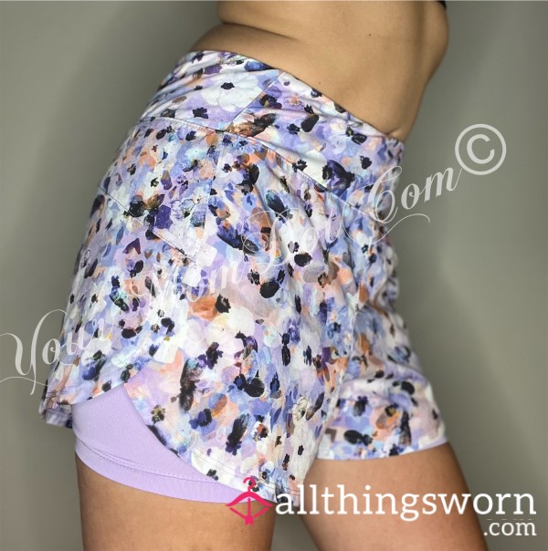 🩳 Purple Flor*l Lined Biker Shorts