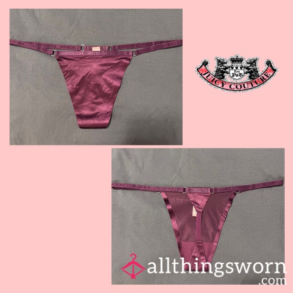 PURPLE JUICY COUTURE SATIN SILKY G-STRING MEDIUM - WORN FOR 24 HOURS 💦