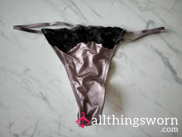 Purple Satin Lace Thong