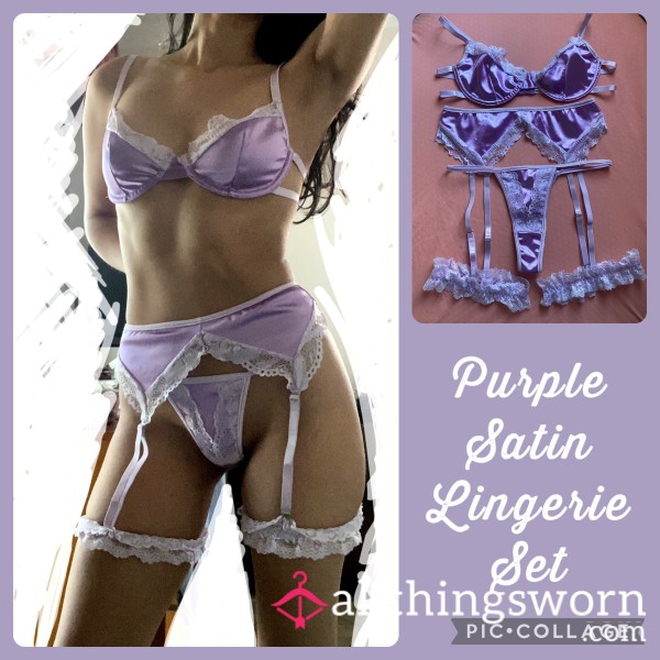 Purple Satin Lingerie Set 💜