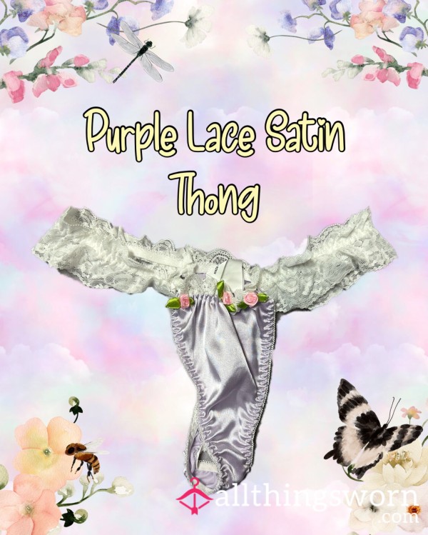 Purple Satin Thong