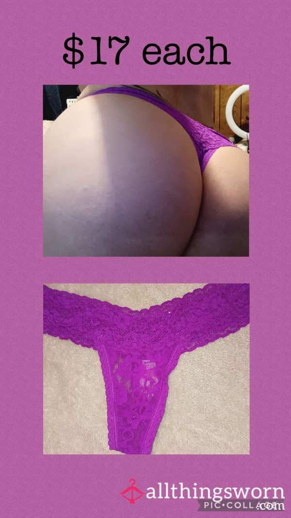 Purple Well Worn Lacey Thong
