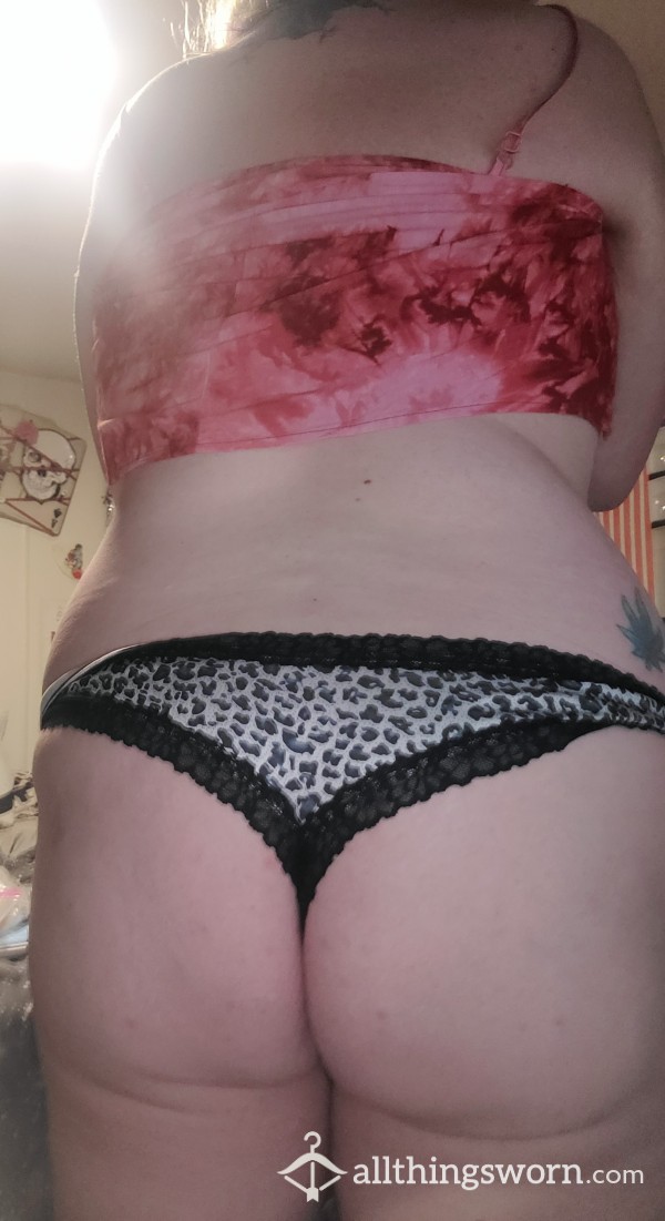 PURRRR LEOPARD THONGS, SQUIRTED IN OR NON SQUIRTED IN!!