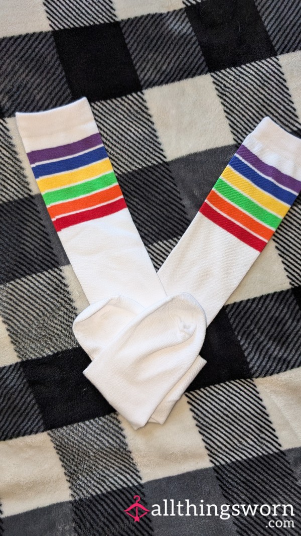 🌈 Rainbow White Socks 🧦