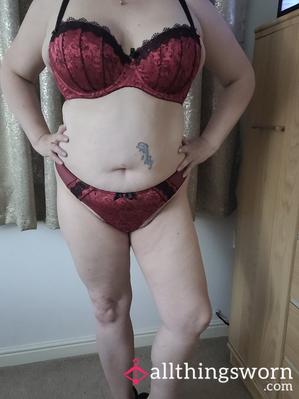 Red And Black Bra And Thong