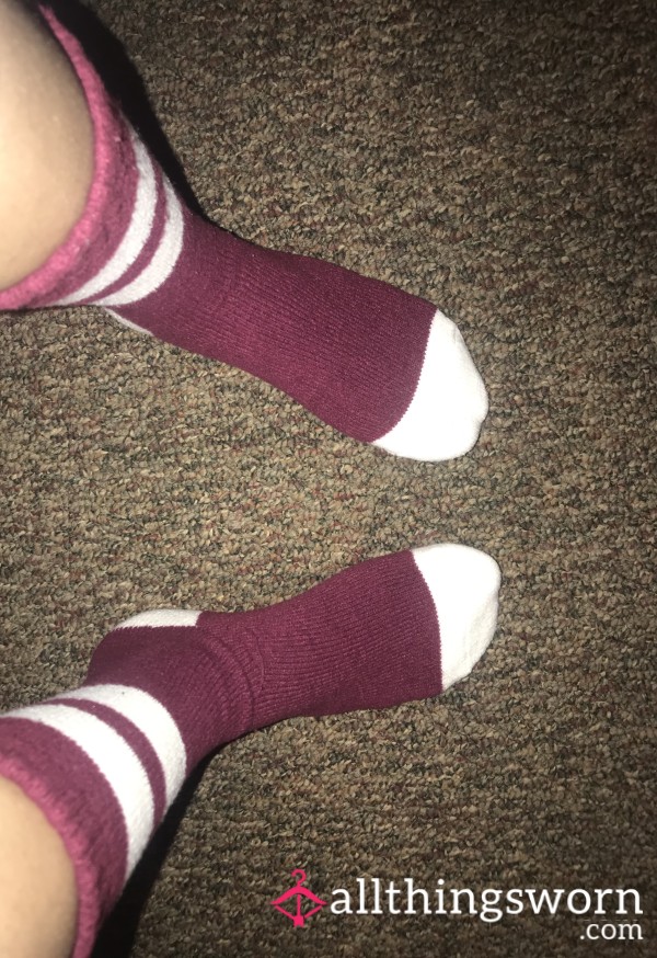 Red And White Soft-long Socks
