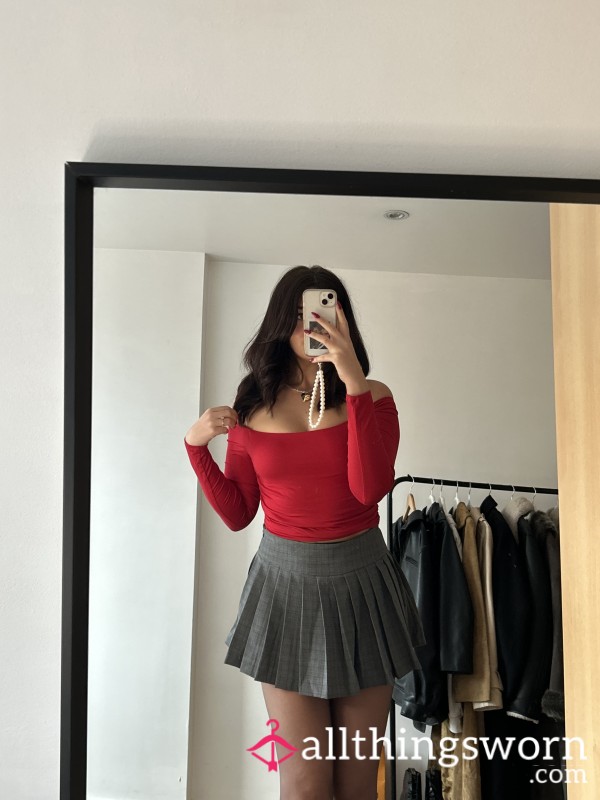 Red Bardot Top