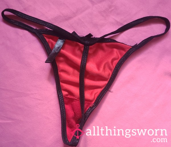 Red + Black Size Small G-String - Years Old & Well-Used 😉