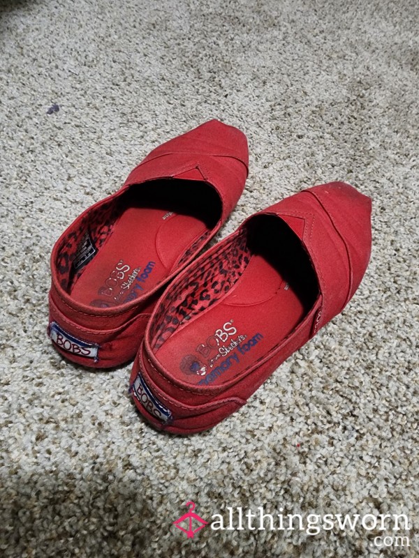 Red BOBS Skechers Size 8 With Memory Foan- Slightly Worn
