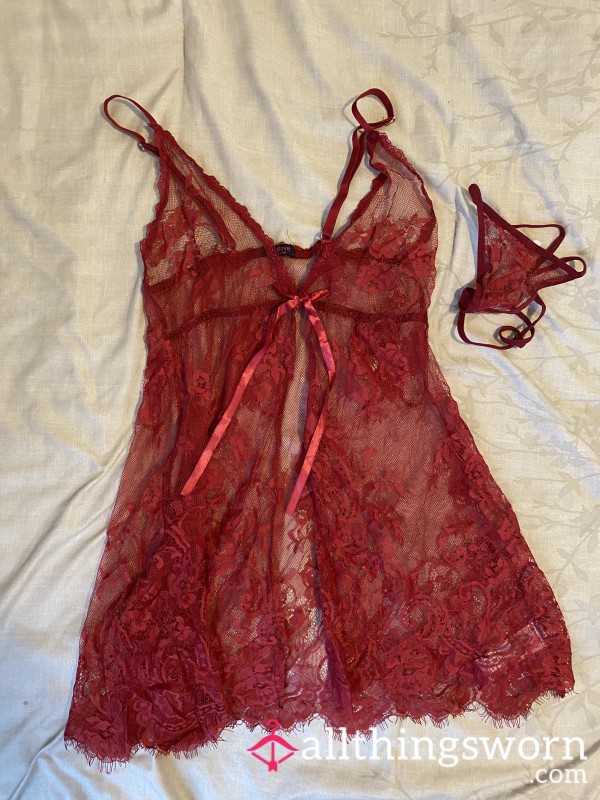 Red Lace Lingerie And G-string