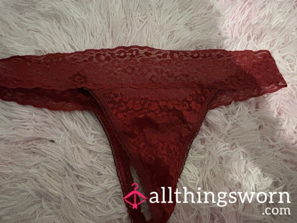 Red Lacey Thong