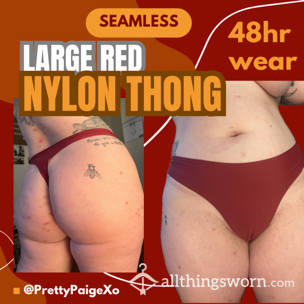 Red Nylon Thong ❣️Large, Seamless 😘 48hr Wear