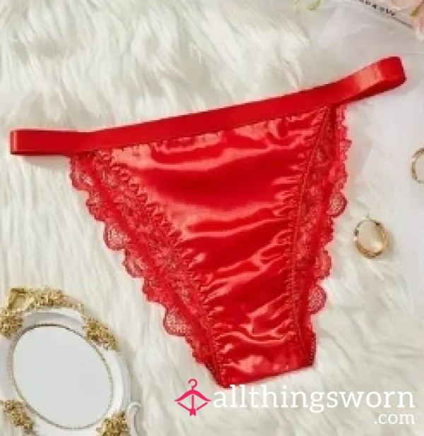 RED Satin Fullback Panty Size 16