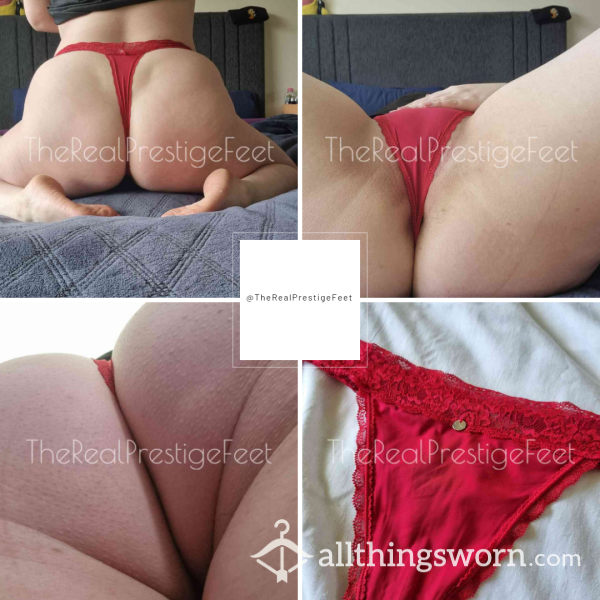 Red Silky Feel Boux Avenue Thong With Lace Band | Size 16 | Standard Wear 48hrs | Includes Pics | See Listing Photos For More Info - From £18.00 + P&P
